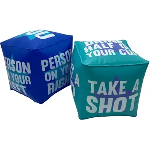 Dice Drinking Game for Adults 2 Pcs 10" PVC Inflatable Reusable Jumbo Dice for Indoor Outdoor Fun Pool Parties Lawn Floor Games