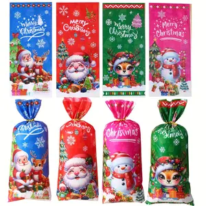 50pcs Christmas Gift Bags with Twist Ties, Perfect for Holiday Parties, 4 Styles for Festive Giveaways, Party Gift Packs