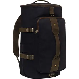 Black/Brown - Convertible Canvas Duffle / Backpack - 19 Inches