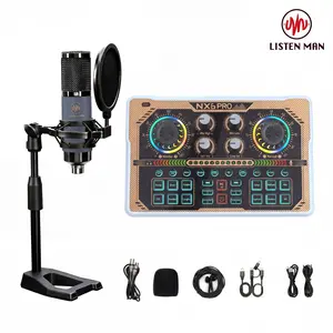 LISTEN MAN NX6 PRO Sound Card Kit | Dual-core DSP | Audio mixer with dual microphone and headphone connectivity | Adjustable tone and voice changer | Streaming equipment for PCs and mobile devices