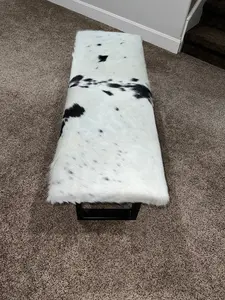 Black & White Cowhide Bench