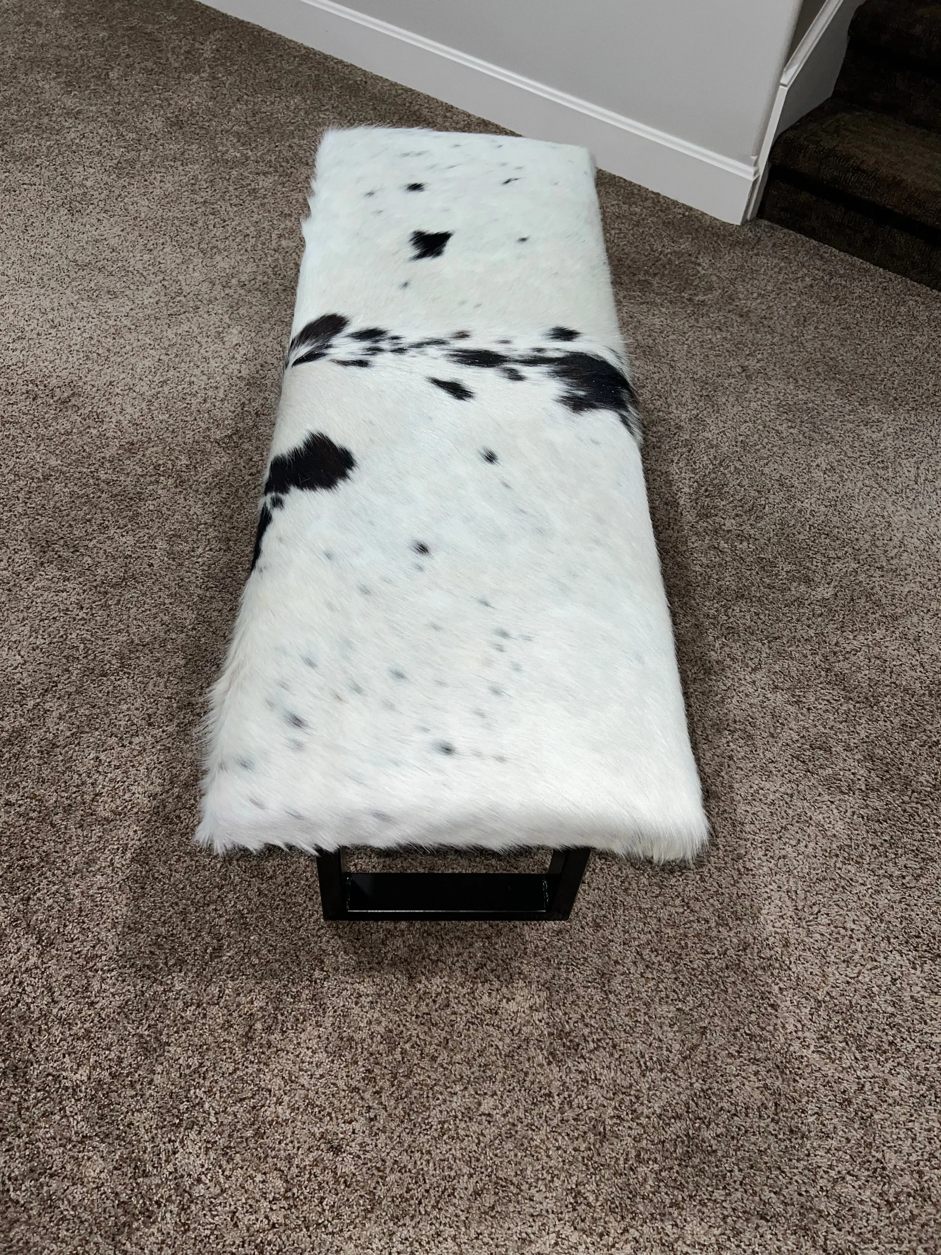 Black & White Cowhide Bench