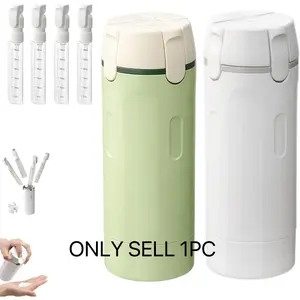 4-in-1 Travel Dispenser, Portable 30ml Cosmetic Makeup Toiletry Bottles, Leak-Proof Travel Containers for Shampoo, Lotion, Conditioner and Cream, Travel Accessories (White & Green Available)