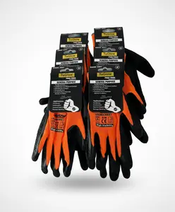 12 Pair Orange Safety Gloves Latex Coated Grip Cut Resistant