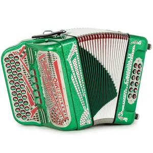 Settimio Soprani Castello II Ultra Compact 5 Switch Accordion FBE Green Glitter with Red White and Green