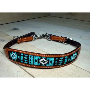 Turquoise and Black Beaded Wither Strap