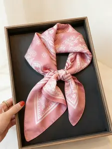 Summer Neck Sun Protection Shawl Small Silk Scarf Multifunctional Decorative Vintage Paisley Print Scarf Nut Flower 70x70 Satin Square Scarf Women's Small Kerchief