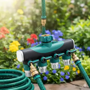 4-Way Splitter Water Divert Irrigation Connector: Leak-Proof Durable Garden Hose Adapter, Multi-Outlet Lawn Sprinkler System for Efficient Outdoor Watering, Easy Install & Flexible Setup for Yard, Farm, and Plants.