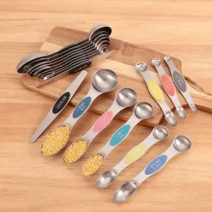 Premium Stainless Steel Magnetic Measuring Spoons Set, Multifunctional Measuring Spoon, Dual-Sided Multi-Use Stackable, Precision Measurement for Dry & Wet Ingredients