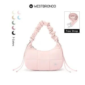[Valentine's Day Gift]WESTBRONCO Drawstring Shoulder Purse 2026 spring Trendy New In Chic Purse scrunchie design strap Small Puffy Crescent Fashion Crossbody Bag Adjustable Strap for Women Purse Gift for Her TikTokShopJumpstartSale