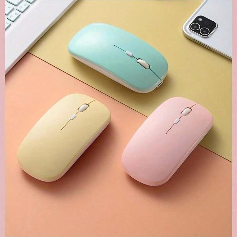 Macaron Color Plastic Wireless Silent Mouse, Universal Wireless Mouse for iPad, Laptop, Android, Windows Tablet, Rechargeable Battery