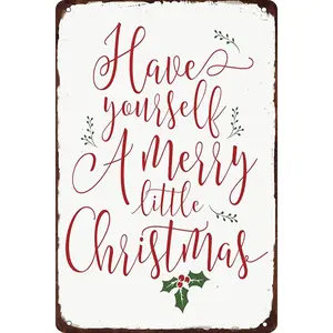 Have Yourself a Merry Little Christmas Metal Tin Sign Funny Christmas Signs Santa Wall Decor for Home Cafe Bar Party 8x12 Inch