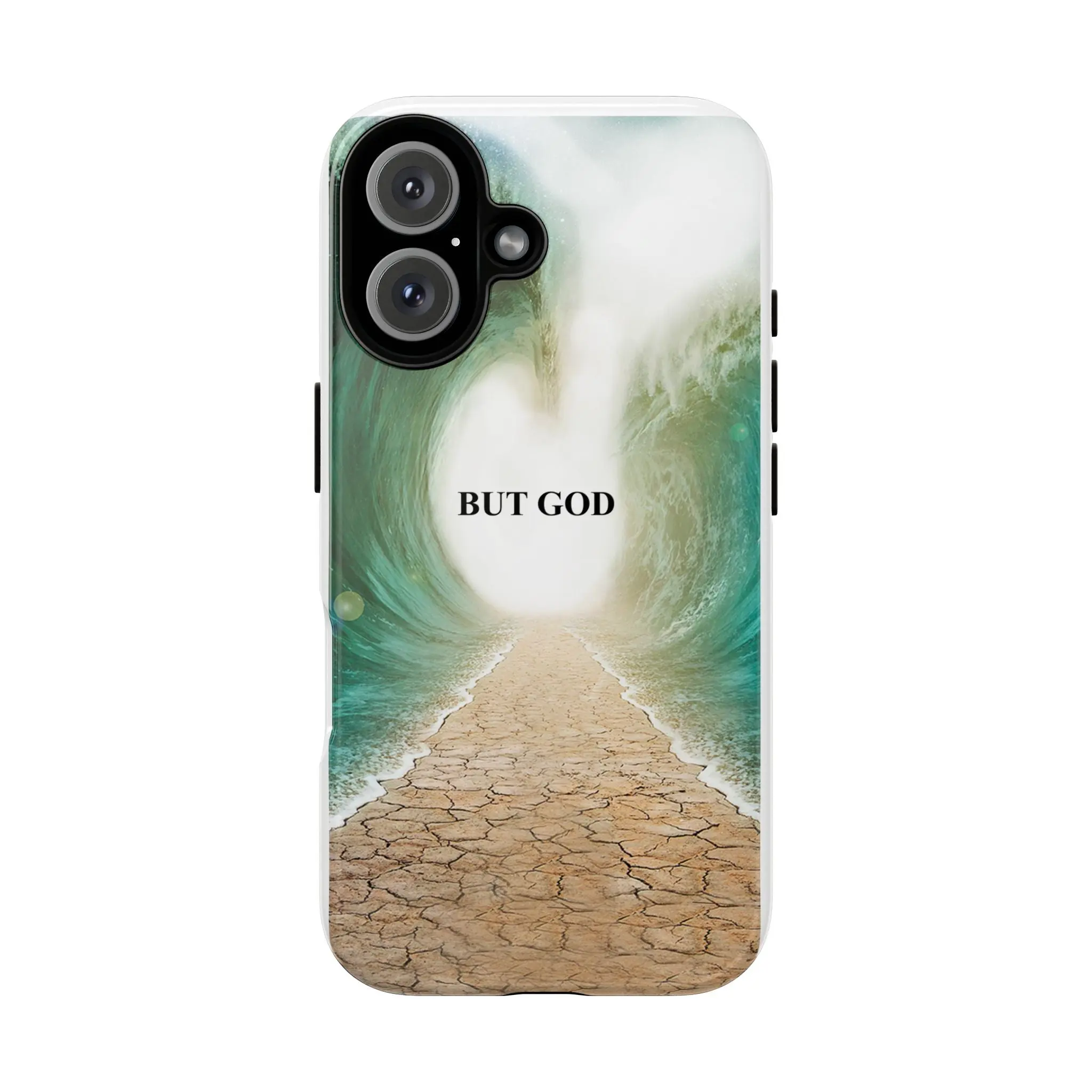 Silicone Protective Phone Case, Wireless-Friendly Christian Phone Accessories with 'But God' Parting Sea Inspirational Faith Design for Device Safety