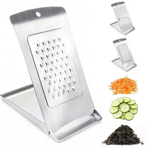 3-in-1 Handheld Cheese Grater Set for Kitchen - Adjustable Slicer Grater Shredder with Tray, 430 Stainless Steel, Dishwasher Safe for Cheese Butter Vegetables Chocolate