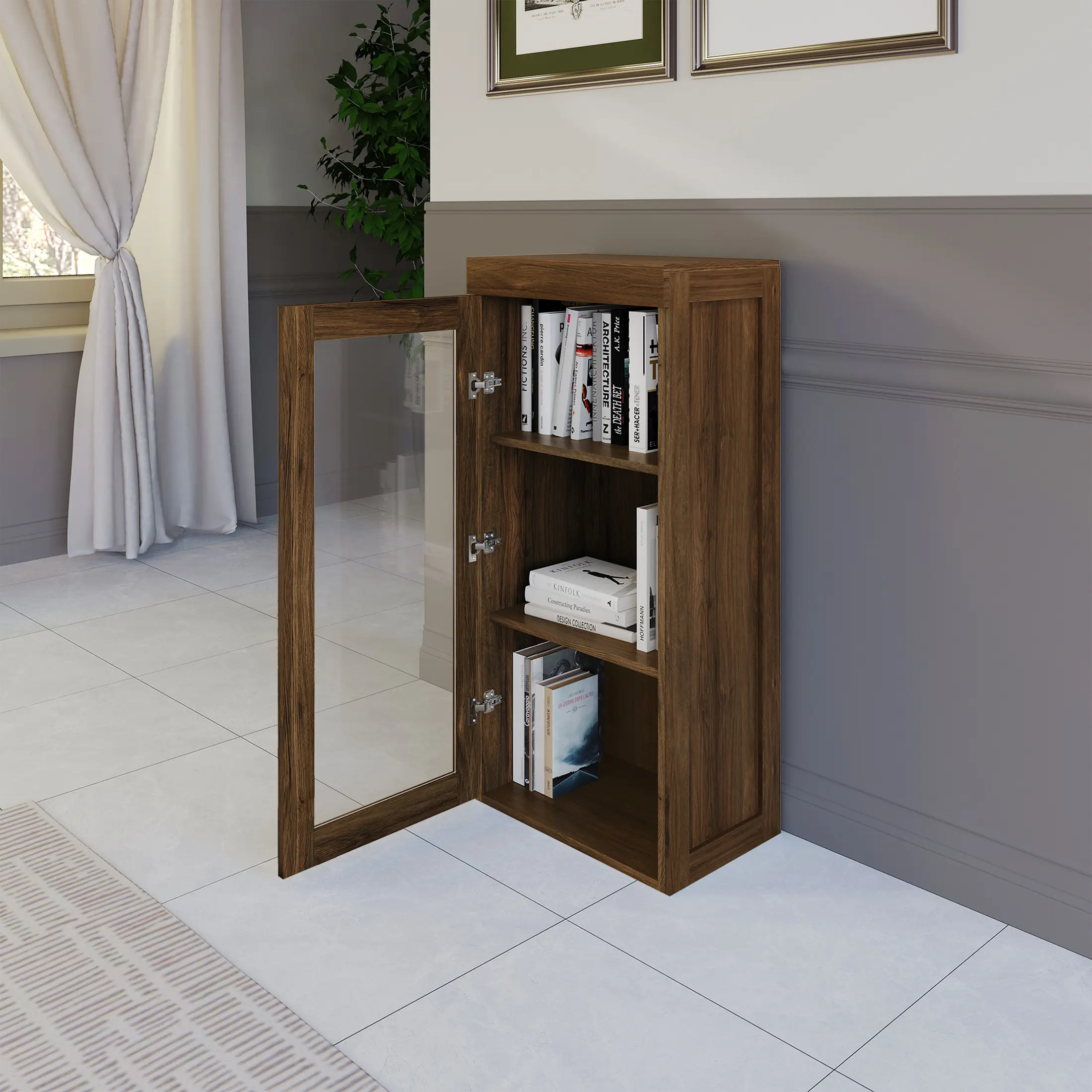 Modern Display Storage Cabinet with Glass Door