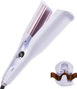 1.25 inch 3 Barrel Ceramic Ionic Curling Iron Hair Crimper Waver Ionic Beach Waver Hair Styling Tool for Women Blue