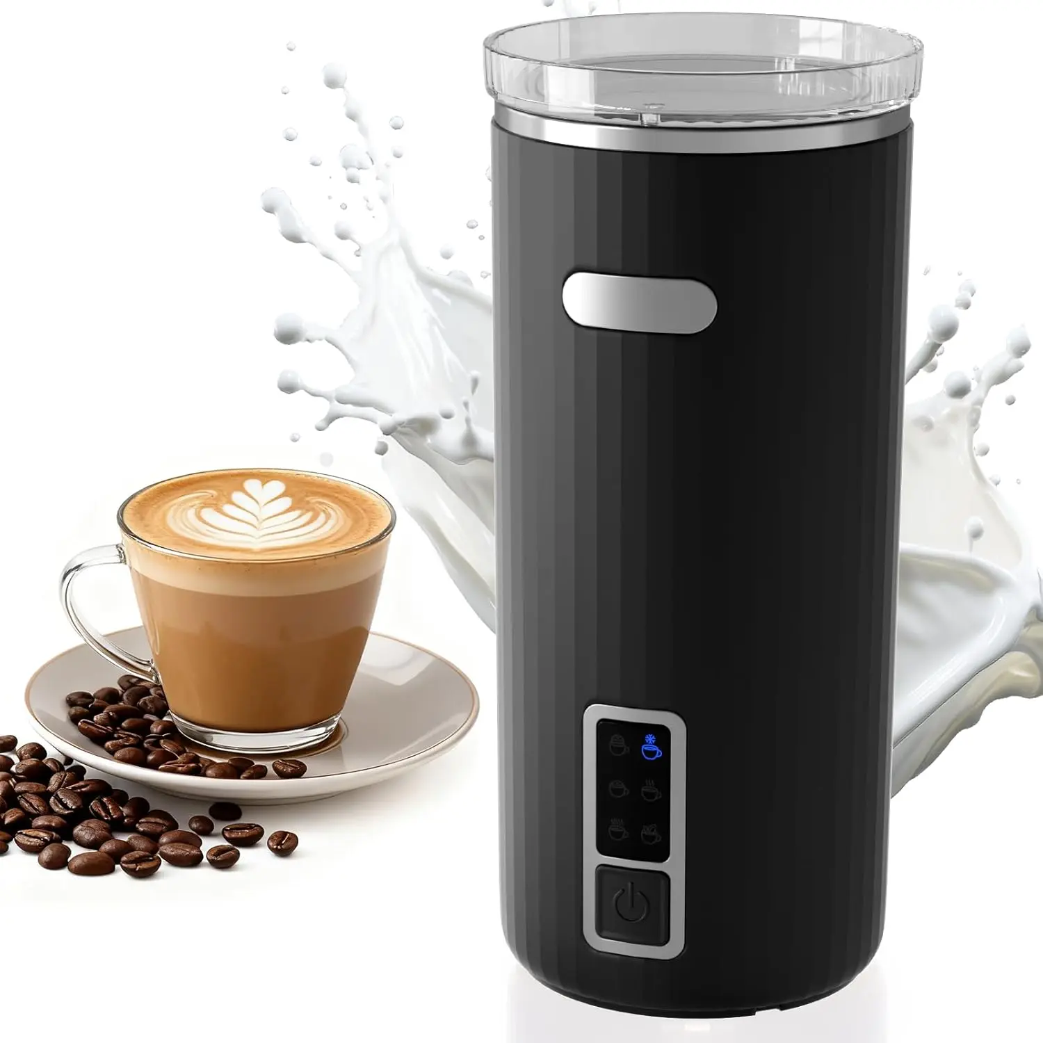 Kismile 6-in-1 AC Powered Handheld Milk Steamer & Frother - 400W Motor, Stainless Steel Inner, Temperature Control, Compact High-Performance, Barista-Quality, Easy Cleaning, Home Use, Universal Cold/Hot Foam & Heated Milk Compatibility, Ac Powered Handhel