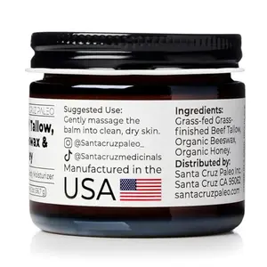 HOT SUMMER 2026!! Santa Cruz Paleo, Beef Tallow, Beeswax & Honey Face Moisturizer, Organic, Unscented Grassfed Beef Tallow Skin Care, Sunscreen Free, Non Comedogenic Face & Body Moisturizer for Sensitive Skin, 2 Oz