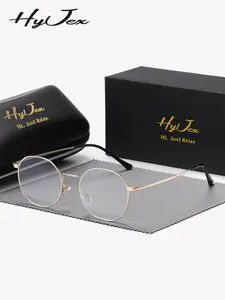 HYJEX 1 Piece Unisex Refined Design Anti Blue Light Full Frame Plano Glasses Travel Friendly Round Frame Plano Glasses