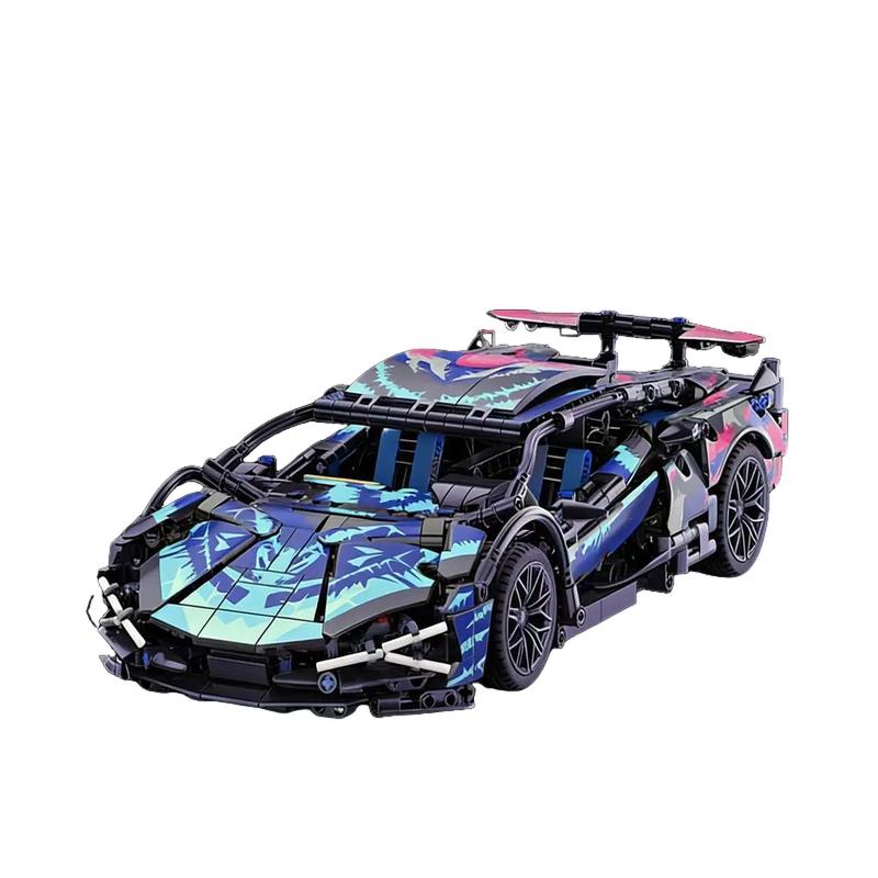 Compatible with Lego remote control toy building blocks, assembly supercar children's toy car racing model, small particles.