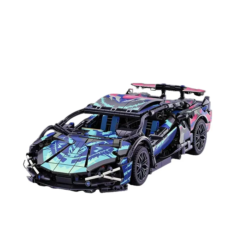 Compatible with Lego remote control toy building blocks, assembly supercar children's toy car racing model, small particles.
