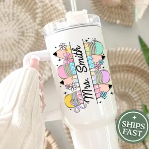 Teacher tumbler Custom teacher 40 oz tumbler with handle gift for teacher travel cup teacher appreciation gift teacher cup teacher thank you