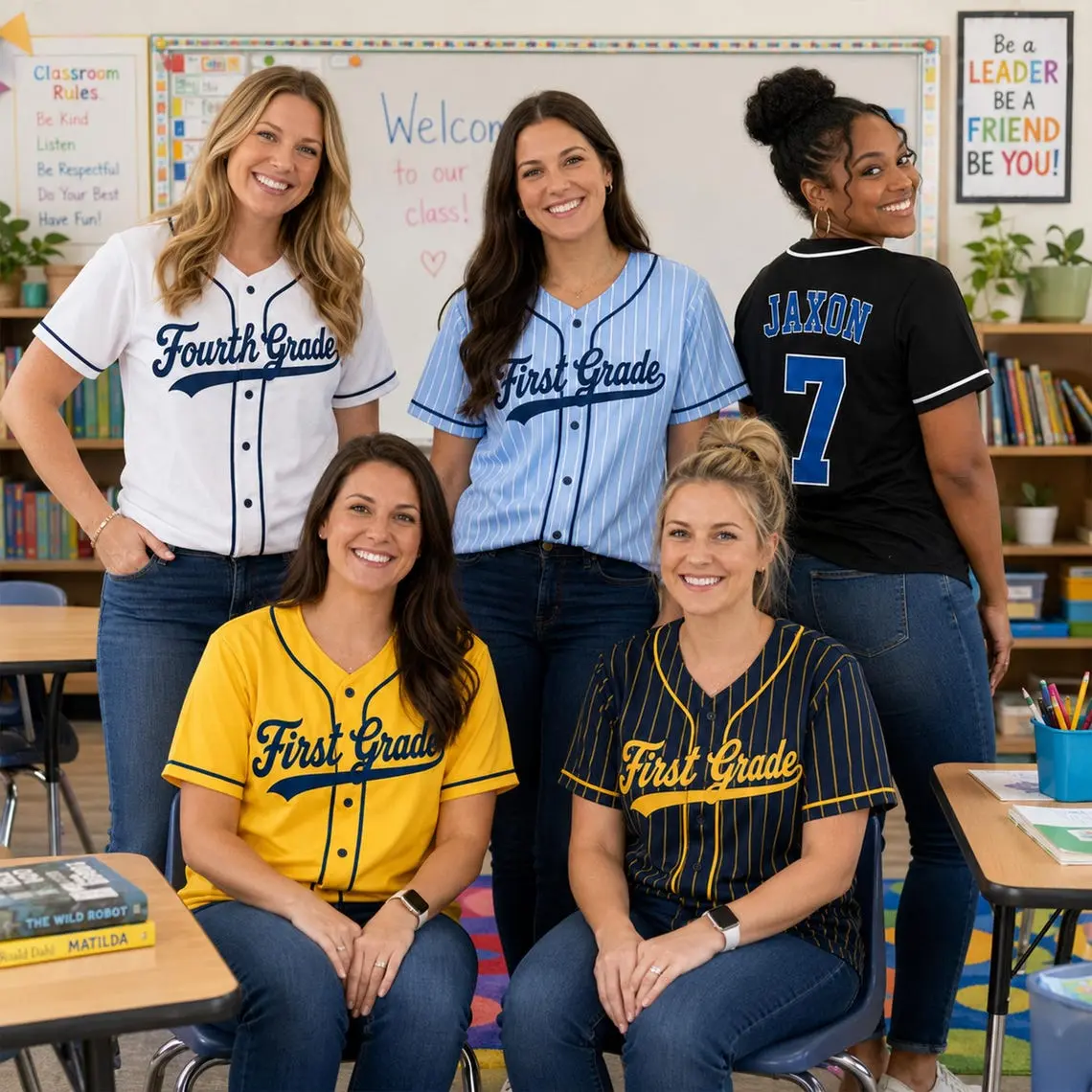 Personalized Teacher Baseball Jersey, Custom Name Number First Grade Teacher Shirt, Back To School Jersey Rachelle