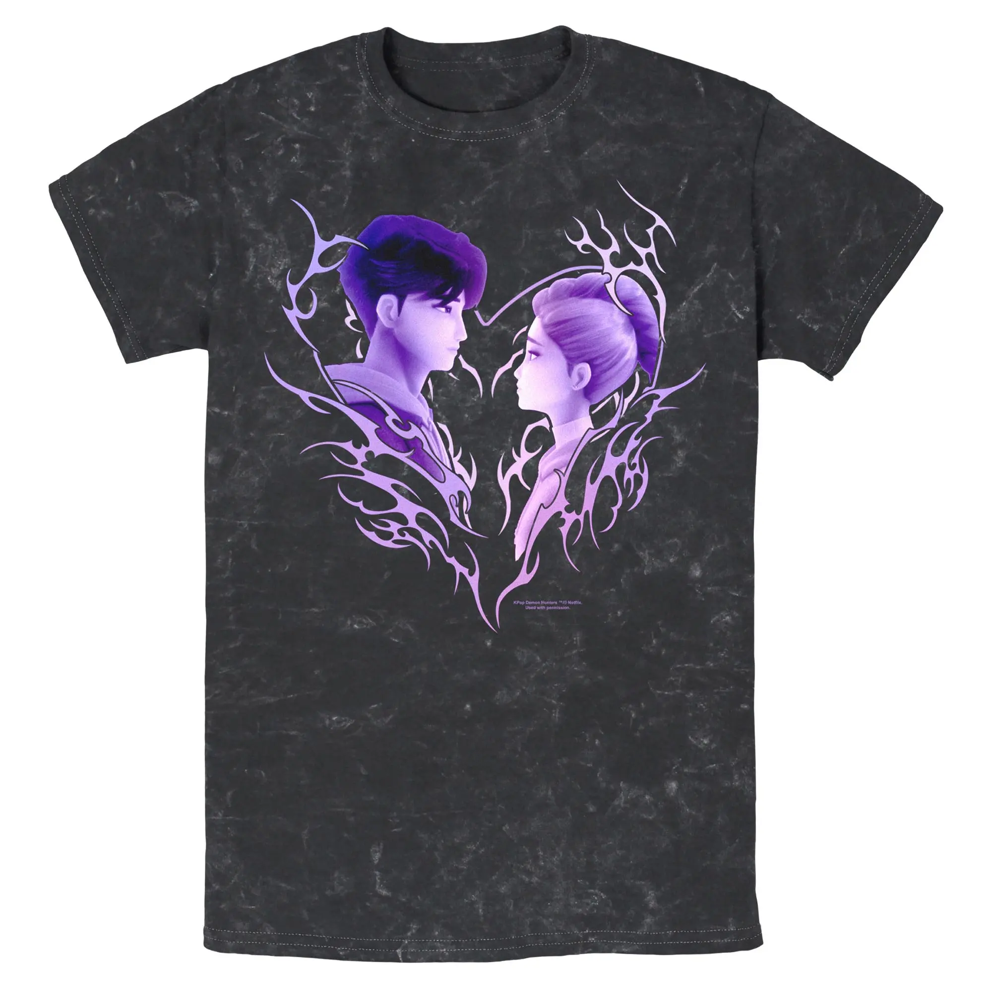 Men's Casual Short-Sleeve Purple Golden KPop Demon Hunters Jinu and Rumi T-Shirt, Shortsleeve