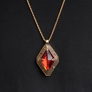 Elder Scrolls IV Oblivion of Kings Pendant Necklace Replica, Antique Finish Metal with Inlay, Gaming Collectible Jewelry Accessory