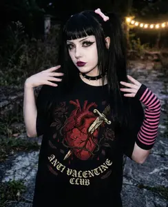 Anti Valentine Club Gothic Anatomical Heart Dagger Tee, Dark Aesthetic Valentines Sweatshirt, Gift for couple