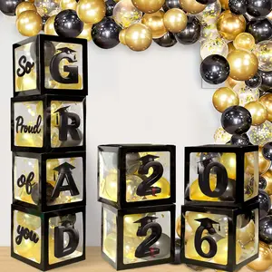 2026 Graduation Balloon Boxes Decorations, 4 count Graduation Blocks with 32 count Balloons "GARD" "2026" Letters, So Pround of You Decorations for Class of 2026 Party Supplies for College, High School