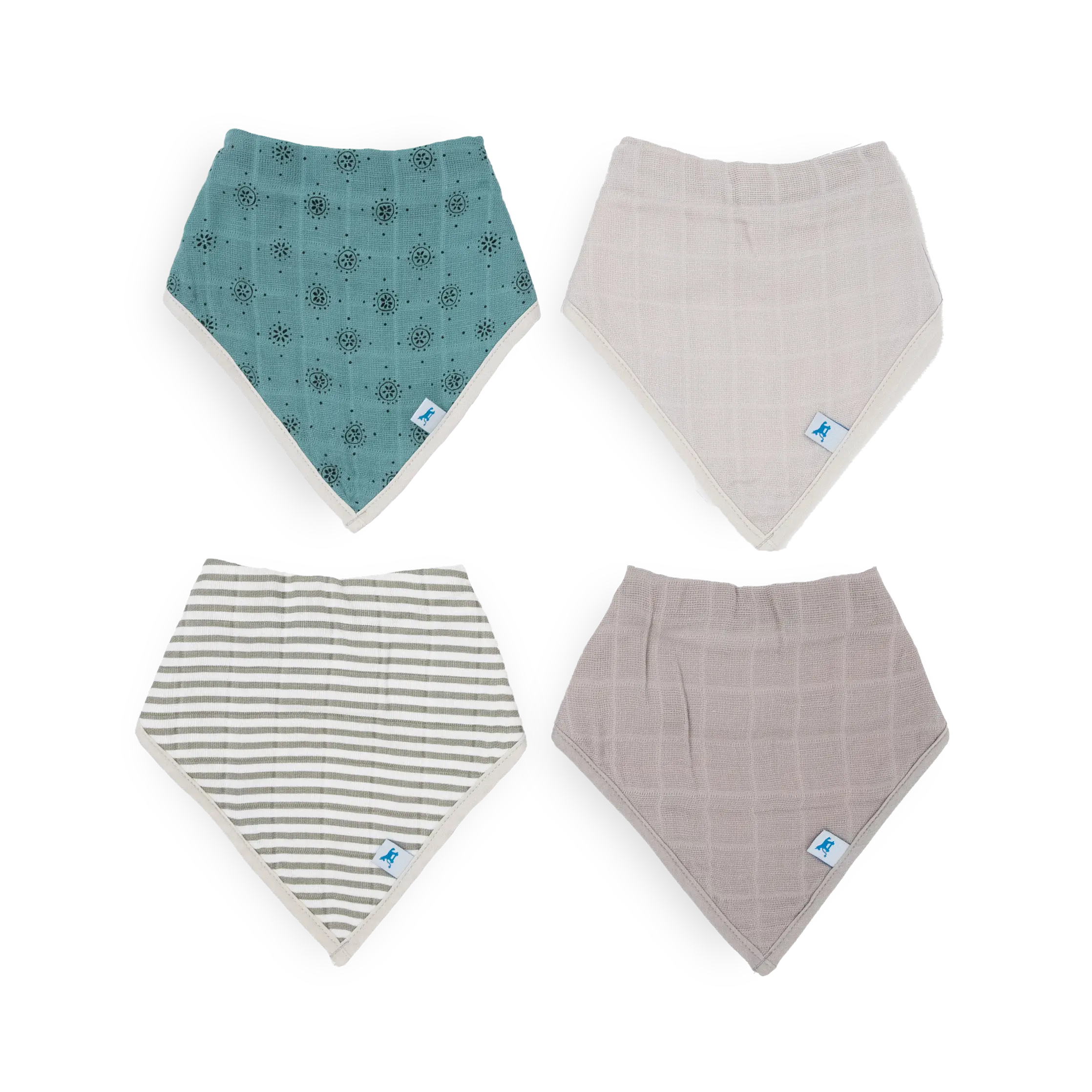 Cotton Muslin + Fleece Bandana Bib 4 Pack - Wallflower Cotton Muslin + Fleece Bandana Bib 4 Pack - Wallflower