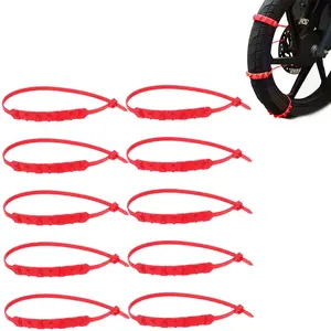 10 Piece Bicycle Tow Chain, Increase Tire Friction, Reusable Snow Chains, Anti-Slip Tire Chains, Adjustable Emergency Snow Chains
