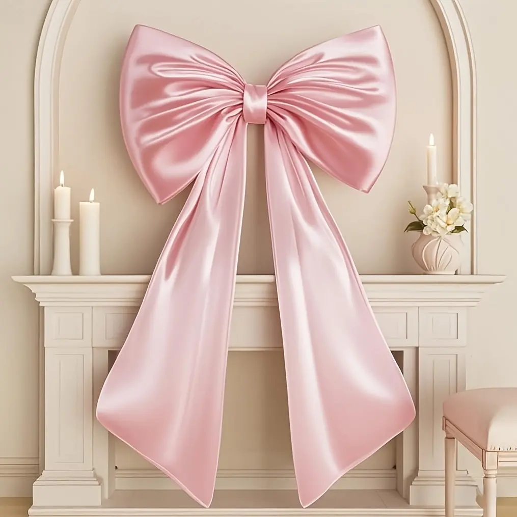 Large Pink Bow for Coquette Room Decoration, 3D, Tree Top Decoration 24 x 40inch Ribbon Tie Coquette Birthday Decoration, Giant Soft Pink Hanging Wall Decoration, Suitable for Ballerina Girls, Just Want to Be a (Internal Stabilizing Layer)