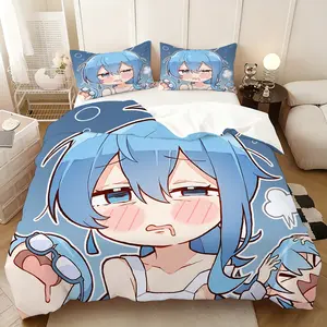 3pc,Hoshimachi Suisei three-piece set, elegant printing including quilt cover double pillowcase, Christmas and New Year gifts, dormitory homestay soft clothing, film and television fans, animation fans collection gifts.