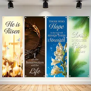 Easter Theme Backdrop Banner, Church Sanctuary Wall Decoration, Wall Hanging Ornament for Church, Home, Party, Festival