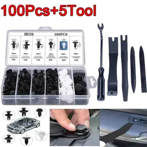 105-Piece Car Fastener Kit with Removal Tools, Professional Auto Trim Tool Set, Plastic Rivets for Vehicle Panel Repair & Door Panels, Automotive Vehicle Tool