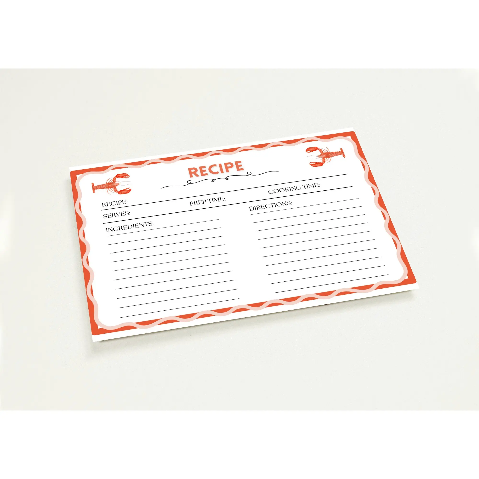 Pack of 10 Lobster Recipe Cards