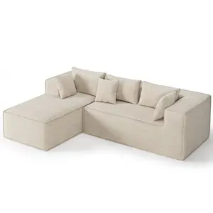 106.7"Sectional Sofa, Cloud Modular Sectional Couches W/ Chaise, Polyester Sectional Couches L-Shaped Modern Upholstered Sofa with Deep Seat for Living Room and Bedroom, No Assembly Required