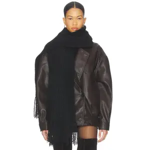 jocelyn Rib Knit Scarf in Black