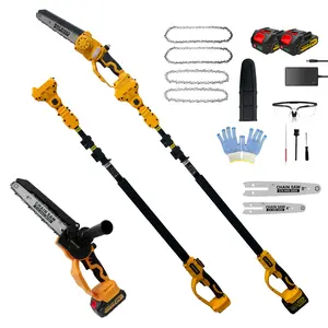 2-in-1 Electric Pole Saw Detachable 6 & 8 Inch Chainsaw with Automatic Oil Filling System Multifunctional Tree Pruner Handheld & Extendable Cutting Tool for Trimming Branches Garden Yard Wood Cutting