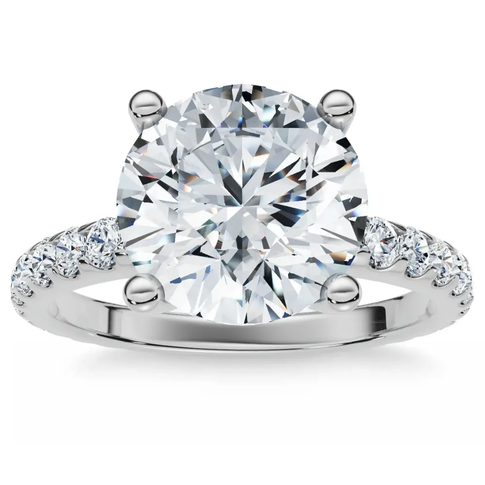 Certified 3.40Ct Round Cut Diamond Engagement Ring 14k Gold Lab Grown