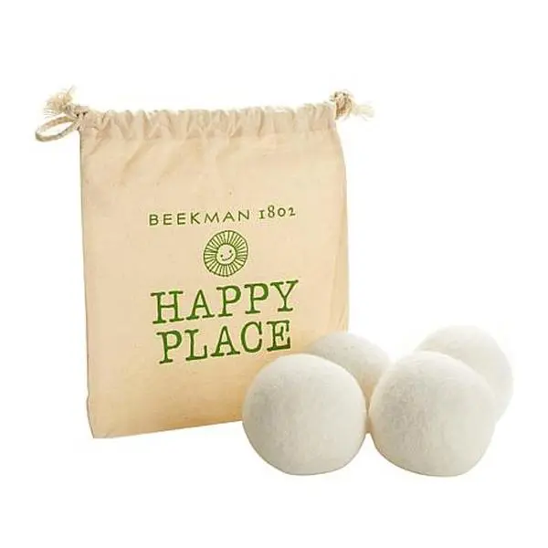 Beekman 1802 Happy Place Set of 4 Wool Dryer Balls with Storage Bag Beekman 1802 Happy Place Set of 4 Wool Dryer Balls with Storage Bag