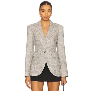 Smythe Seamed Blazer in Pebble Tweed