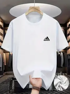 Men's Loose Round Neck T-Shirt, Letter Pattern, Sporty Casual Style, Short Sleeve, Summer Fashion, Streetwear Essential, Menswear