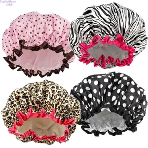 Women’s Double‑Layer Waterproof Elastic Shower Cap, Reusable Eco‑Friendly Hair Protection Hat, Lightweight Leak‑Proof Head Cover, Multi‑Purpose Accessory for Bathing, Facial Cleansing, Makeup Removal, Cooking and Daily Hair Care