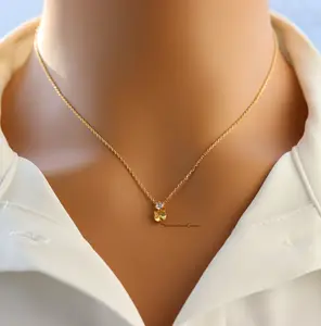 18K Gold Plated November Citrine Gem Birthstone Pendant Necklace – Elegant Jewelry Gift for November Birthdays