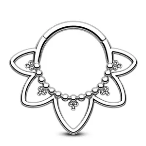 16G Titanium Lotus Flower Hinged Segment Septum Ring