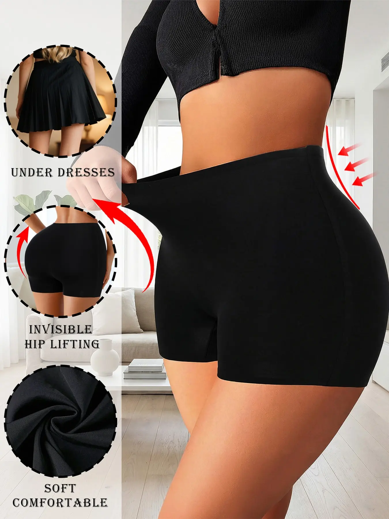 Women's High Waist Seamless Knicker Everyday Safety Shorts, Silky Fabric, Soft, Smooth, Underwear, Women's Safety Pants, Women's Briefs, Panties, Women's Cycling Shorts, Women's Waist Cincher, Sexy Butt Lifting Shapewear, Yoga Shorts