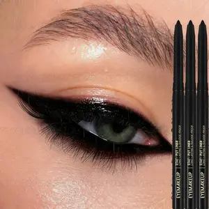 3PCS/Set Black Waterproof Eyeliner, Eyeliner for Waterline, Tightline Eyeliner, Easy-glide Formula, Smudge-proof, Matte Long-lasting Eye Makeup, Durable, Creates Exquisite Eye Makeup, Suitable for Beauty Enthusiasts and Beginners, Beachproof Eyeliner